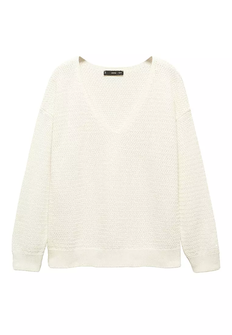 White cotton on sale v neck sweater