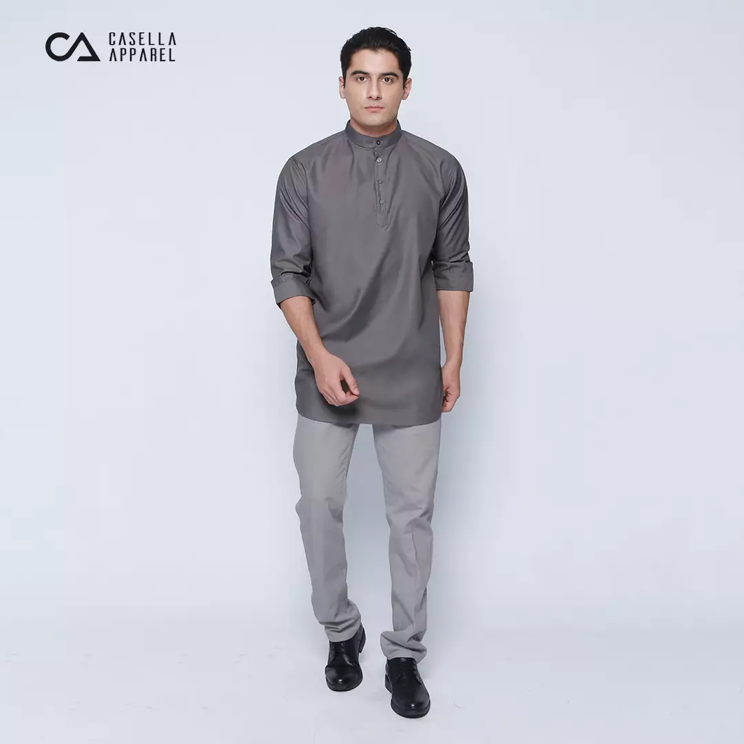 Casella Baju Koko Kurta Lengan ¾ Premium Quality 5003 Dark Grey