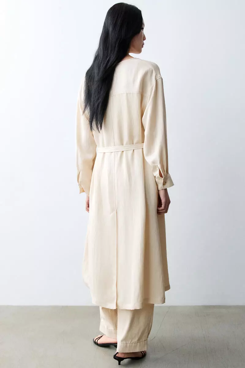 Cowl-neck trench coat
