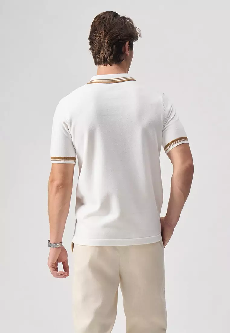 Zip-Up Polo Shirt with Tipping