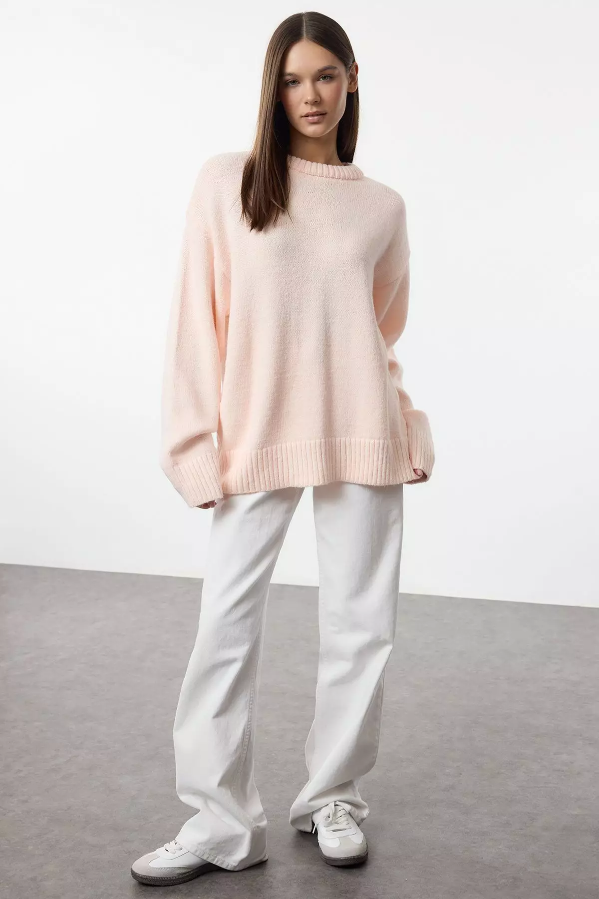 Pink Wide Pattern Crew Neck Knitwear Sweater TWOAW25KZ00168