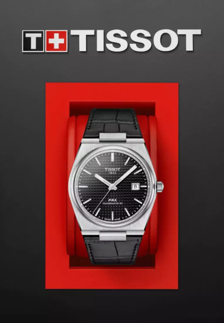 Buy Tissot Tissot PRX Powermatic 80 40mm Black Dial Black Leather