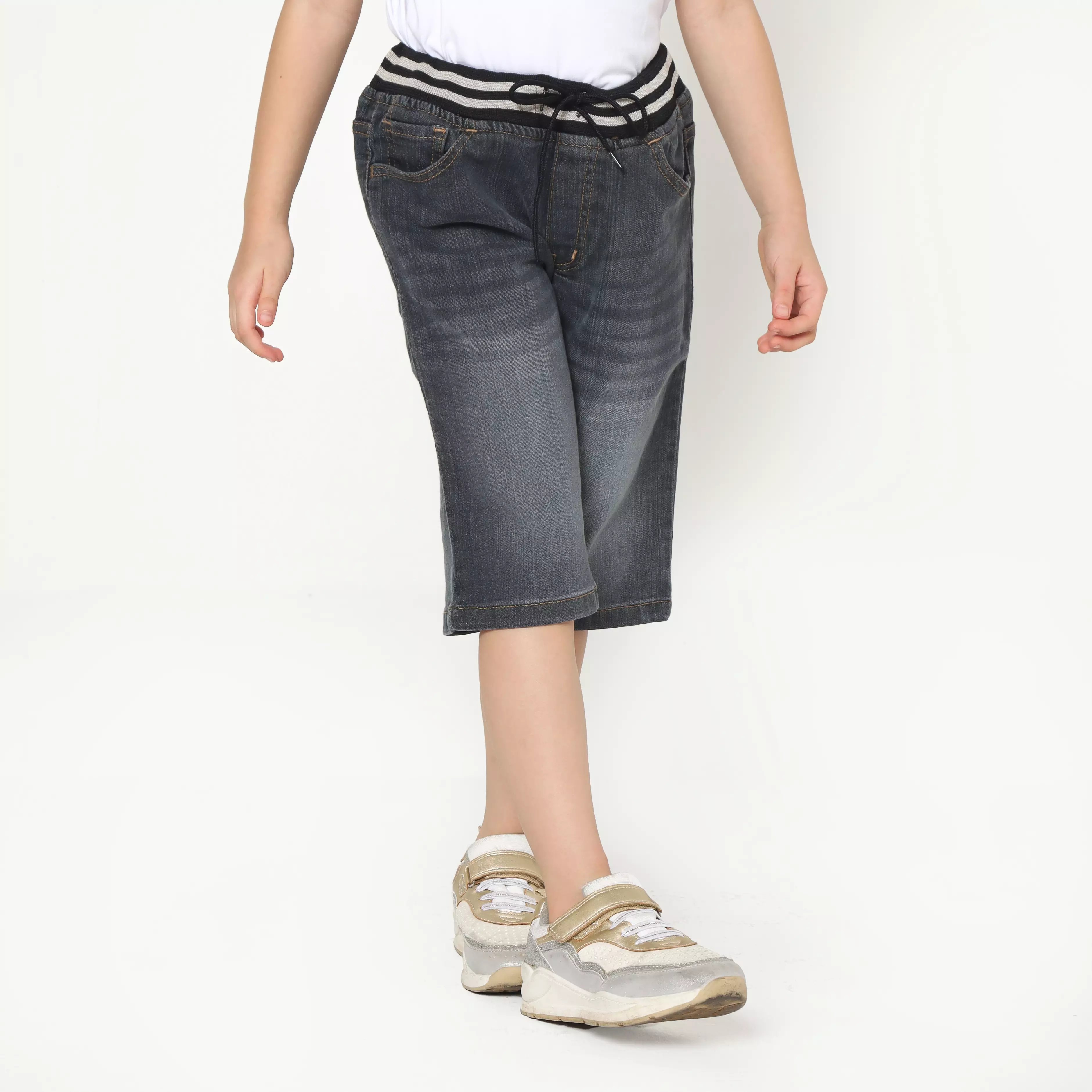 Celana Pendek Anak Perempuan Jeans Star Rib Grey