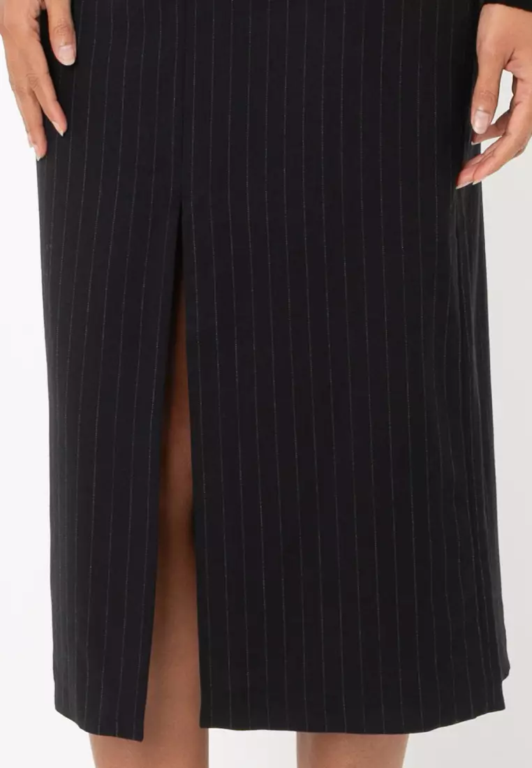 ★Massimo Dutti★ Striped cotton blend poplin skirt Massimo Dutti Poplin Midi Skirt with Cotton | Wardrobe Icons