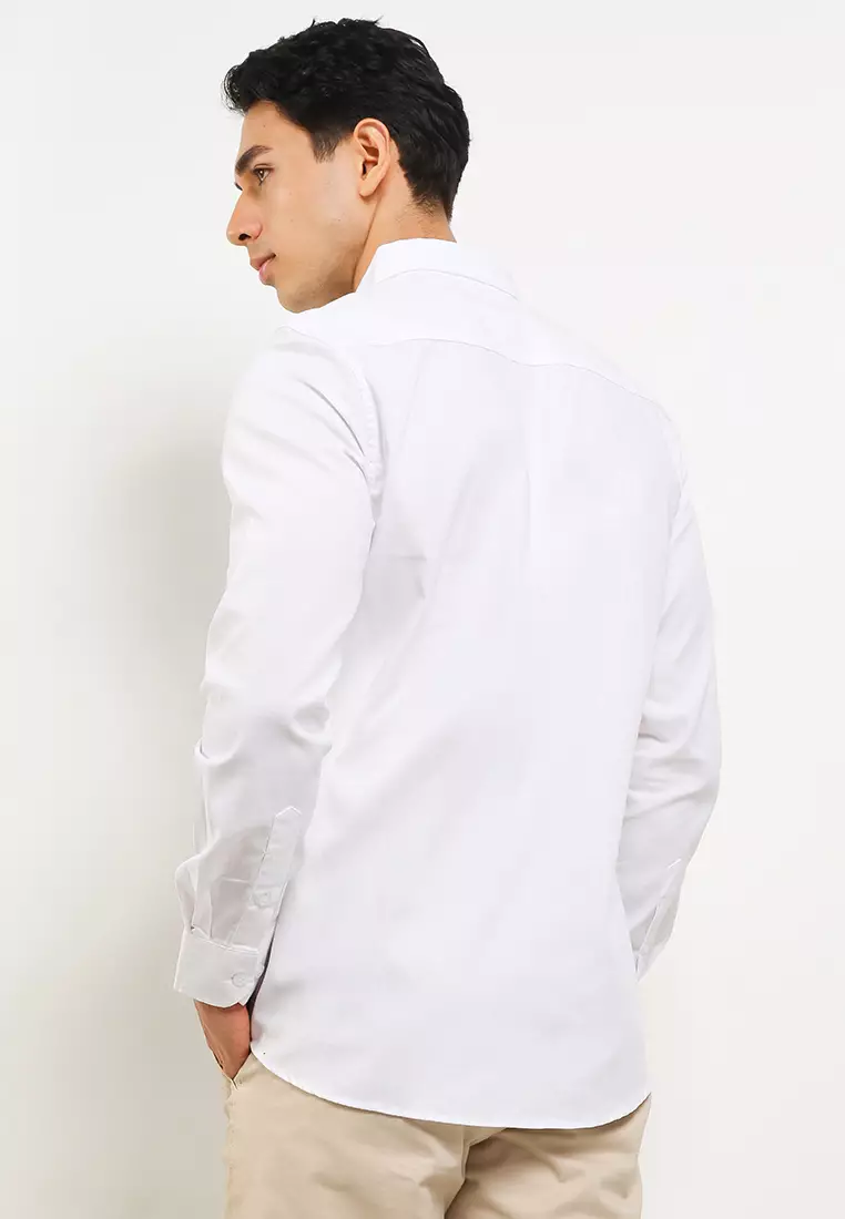 Cotton Well Long Sleeve Oxford White | Kemeja Lengan Panjang Basic Polos Putih