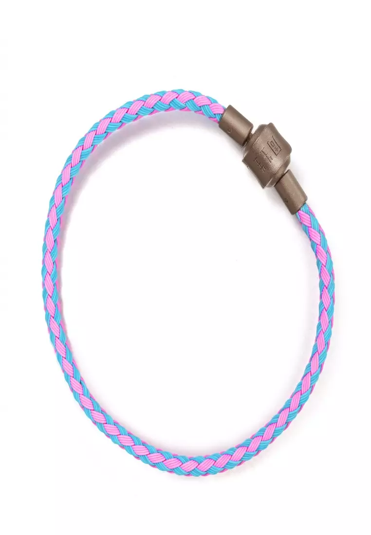 Stainless Steel Charm Bracelet for Women Pink x Baby Blue 3mm