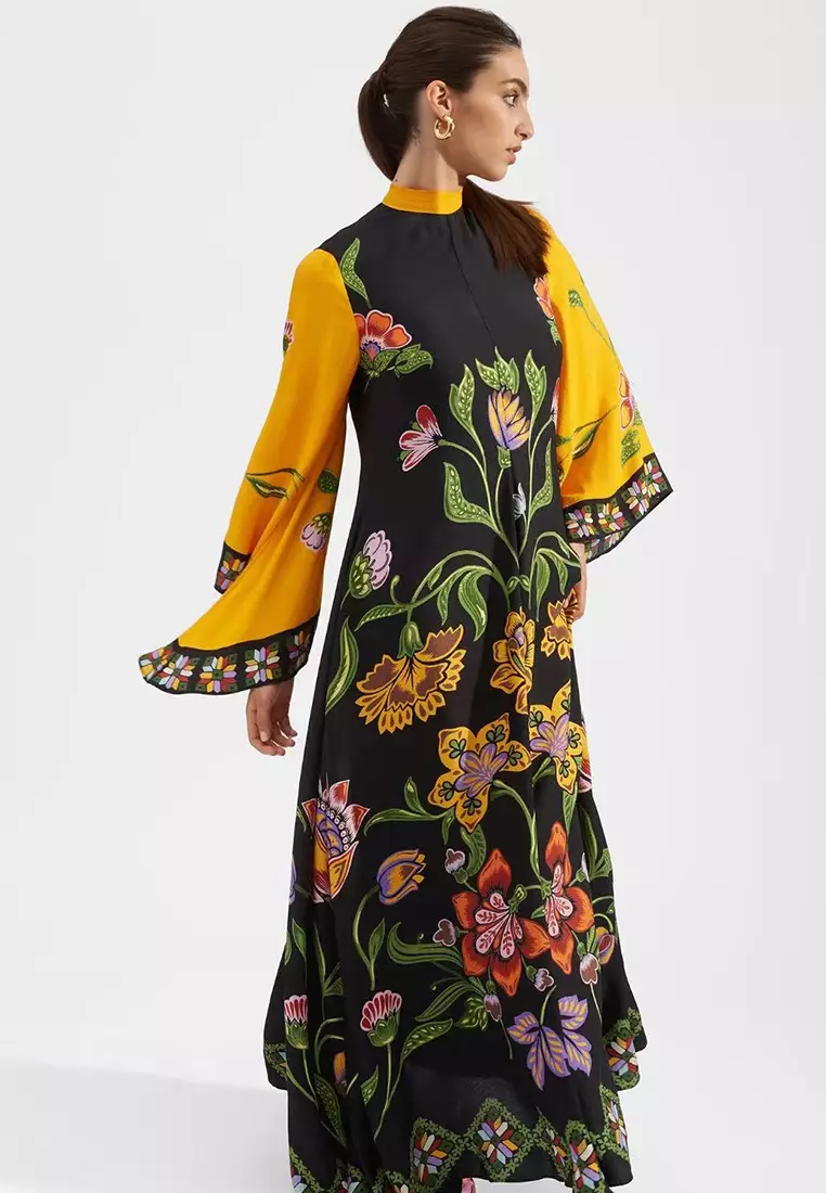 New color blocked printed dress CA241128111BK