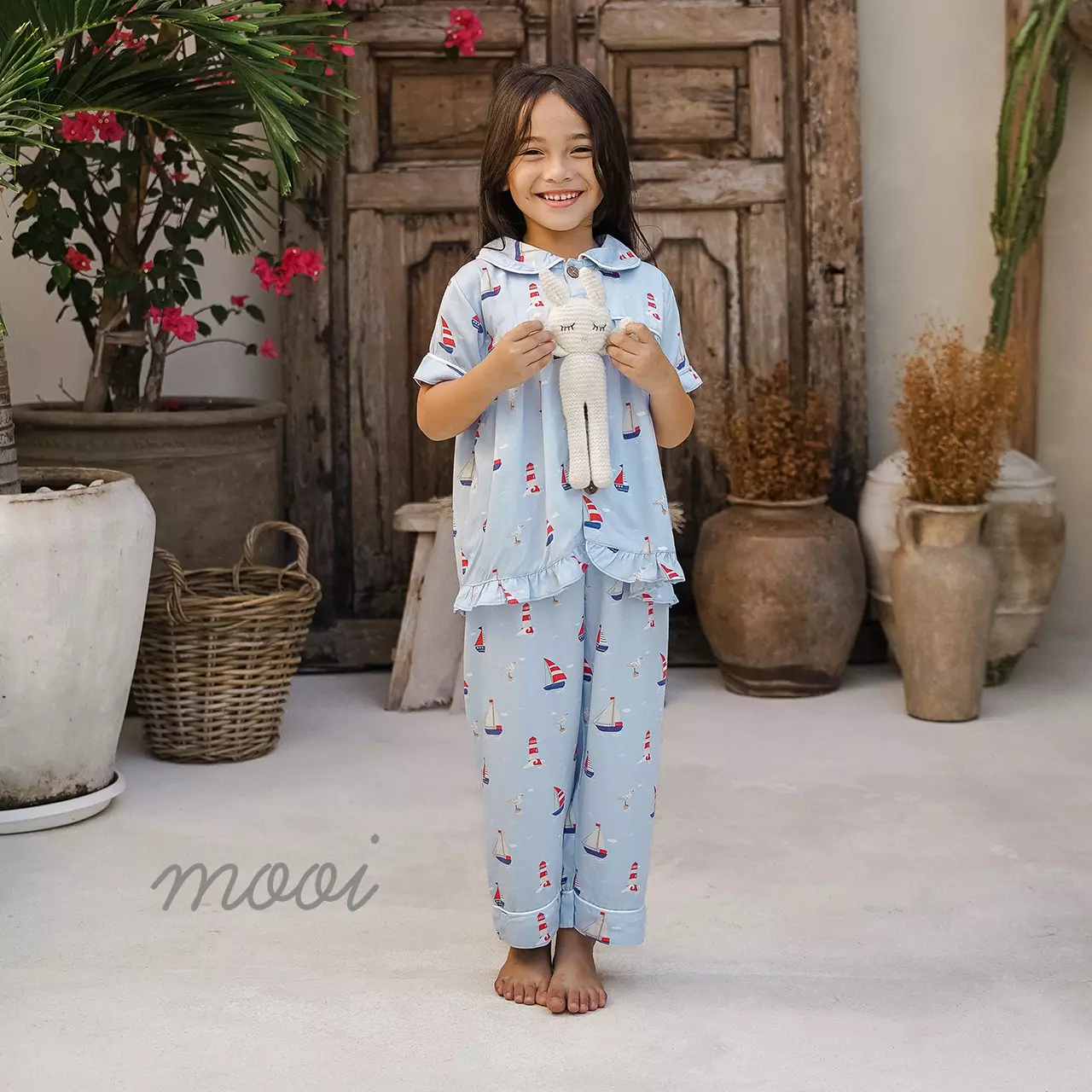 Mooi Piyama Anak Baju Tidur Anak Cheryl Short Pajamas Kids - White