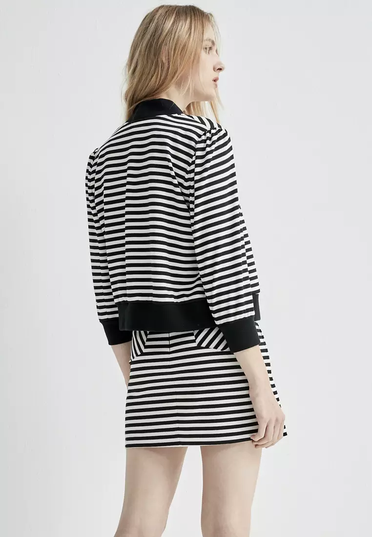 Buy iROO Black Stripe Mini Skirt 2025 Online | ZALORA