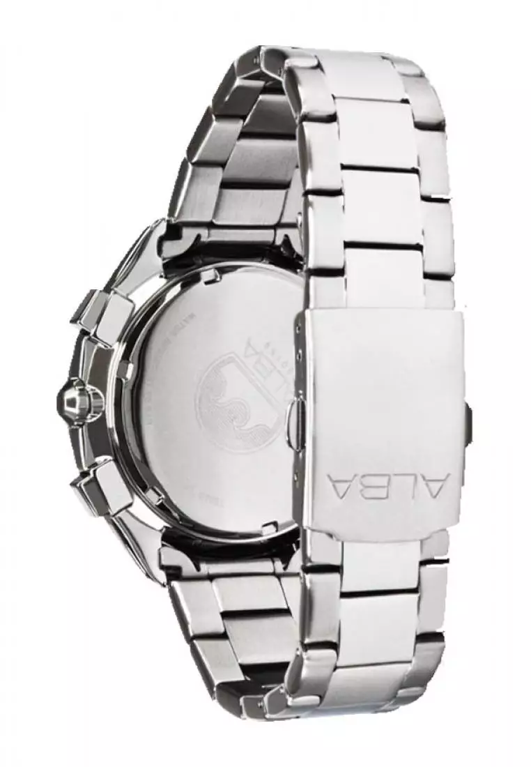 Jam Tangan Pria Alba Original Garansi Resmi AT3G81 AT3G81X1 Strap Stainless Steel Silver  Chronograph