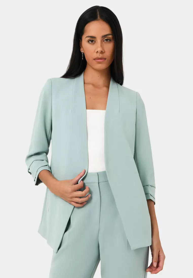 Collarless hot sale blazer womens