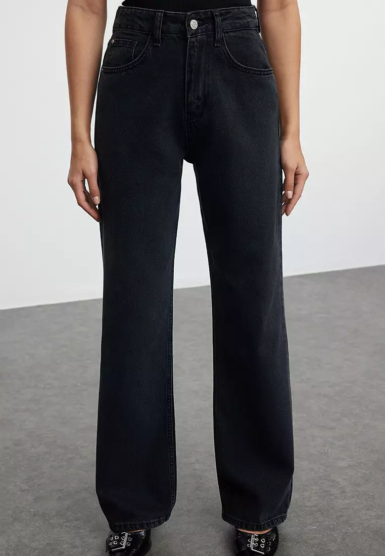 Jual Trendyol High Waist Wide Leg Jeans Original 2025 ZALORA