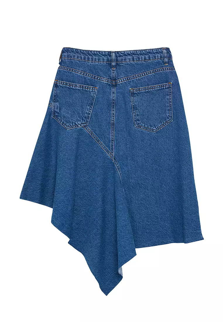 Cotton Asymmetrical Denim Skirt