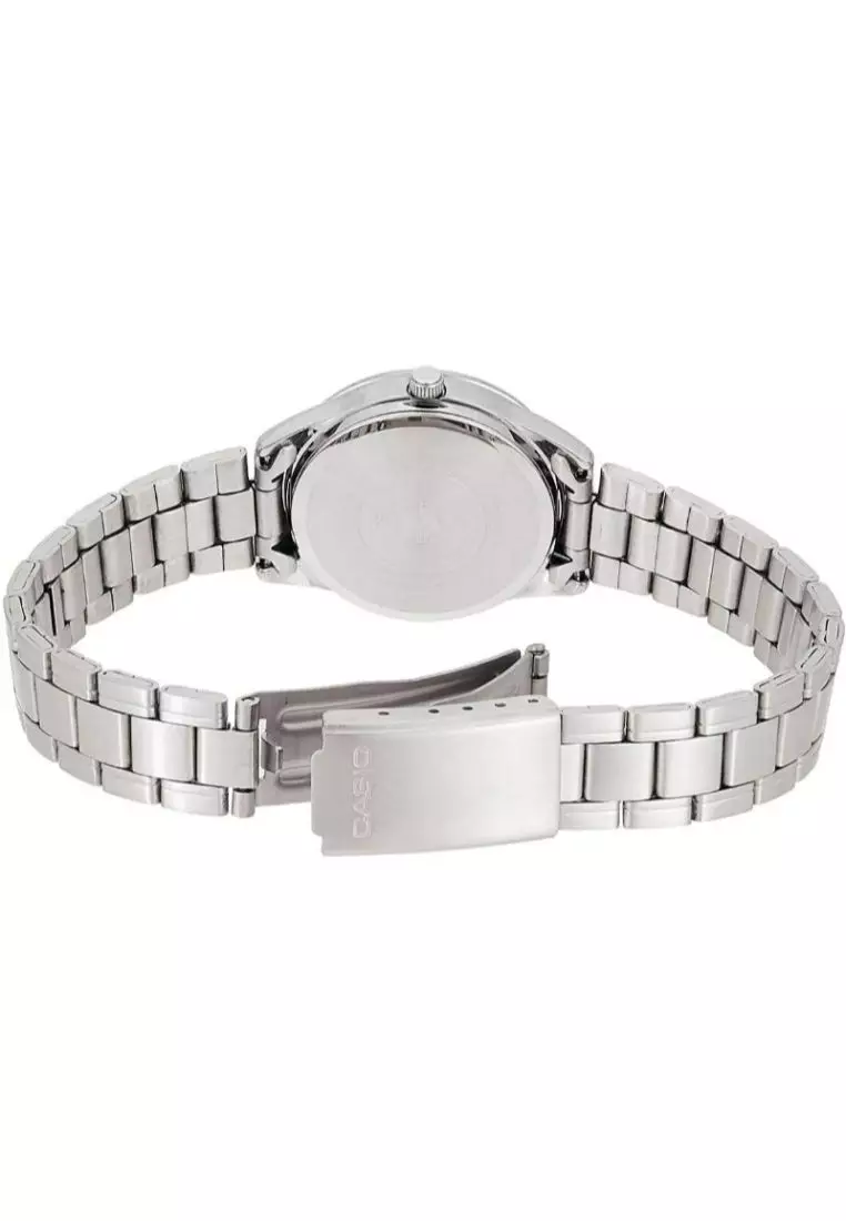 Women's Analog Watch LTP-V005D-4B Pink dial with Silver Stainless Steel Band Watch for ladies