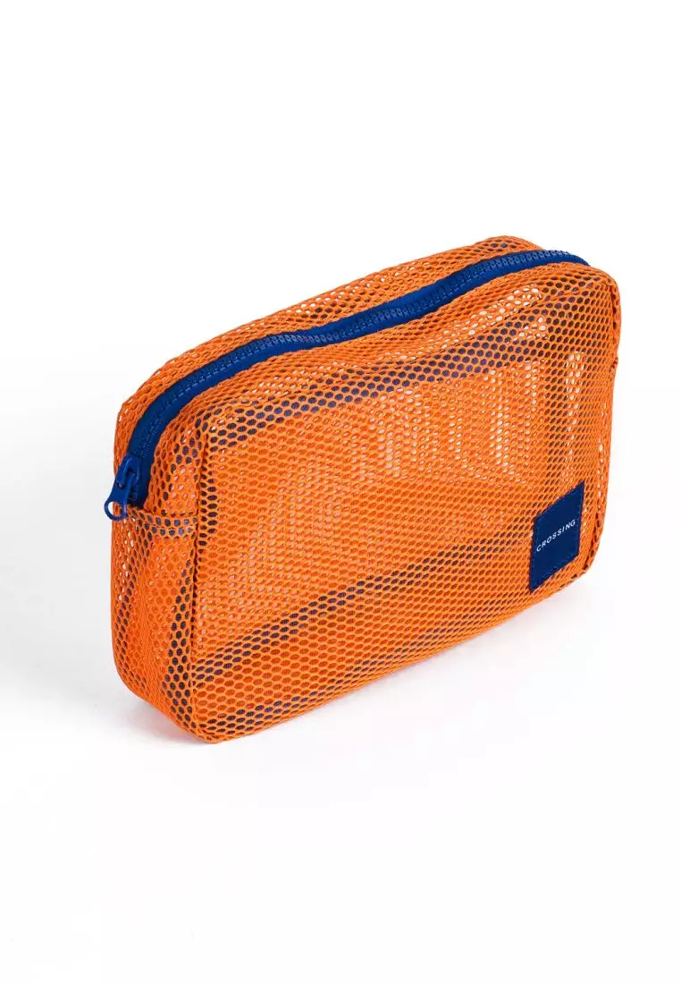 Crossing Jules Everywhere Mesh Pouch (Large) - Orange/Blue