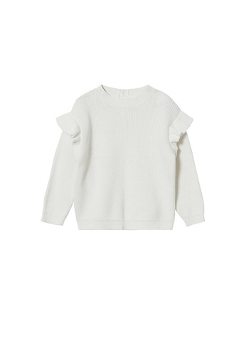 MANGO BABY white Ruffled Cotton Sweater DB752KAD7EC4F6GS_1