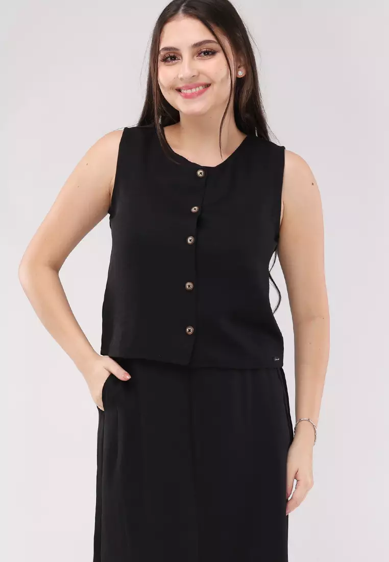 Acid Linen Sleeveless Vest Terno Skirt