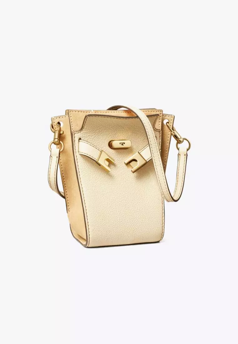 Tory Burch Petite Lee Radziwill Pebbled Double Bucket Bag New Moon