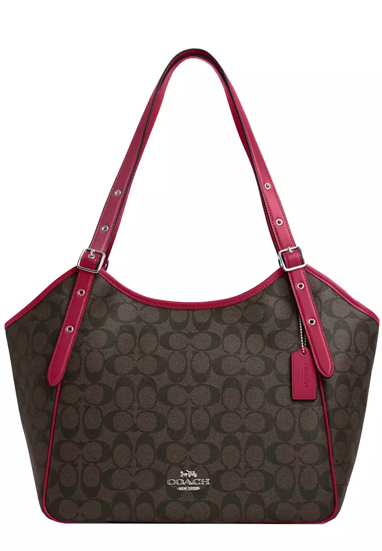 COACH Coach Meadow Shoulder Bag In Signature Canvas in Brown/ Bright