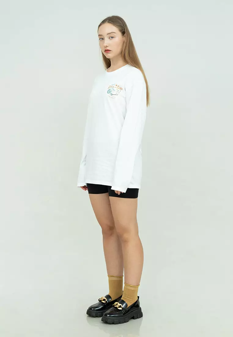 Kaos cotton combed lengan panjang wanita putih houseofcuff vintage