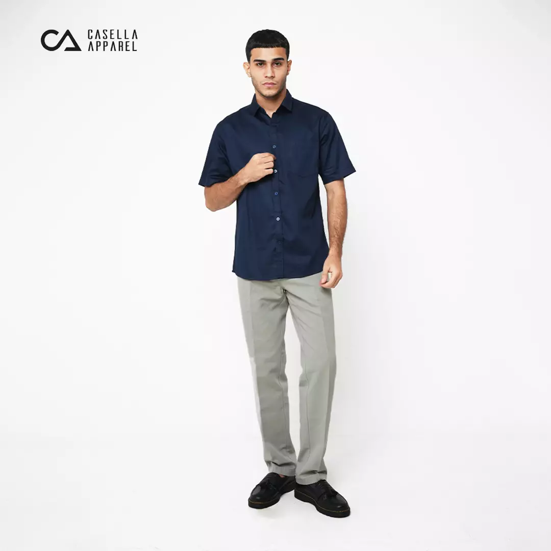 Casella Kemeja Pria Lengan Panjang Polos | Kemeja Premium Gallant 2334 Navy
