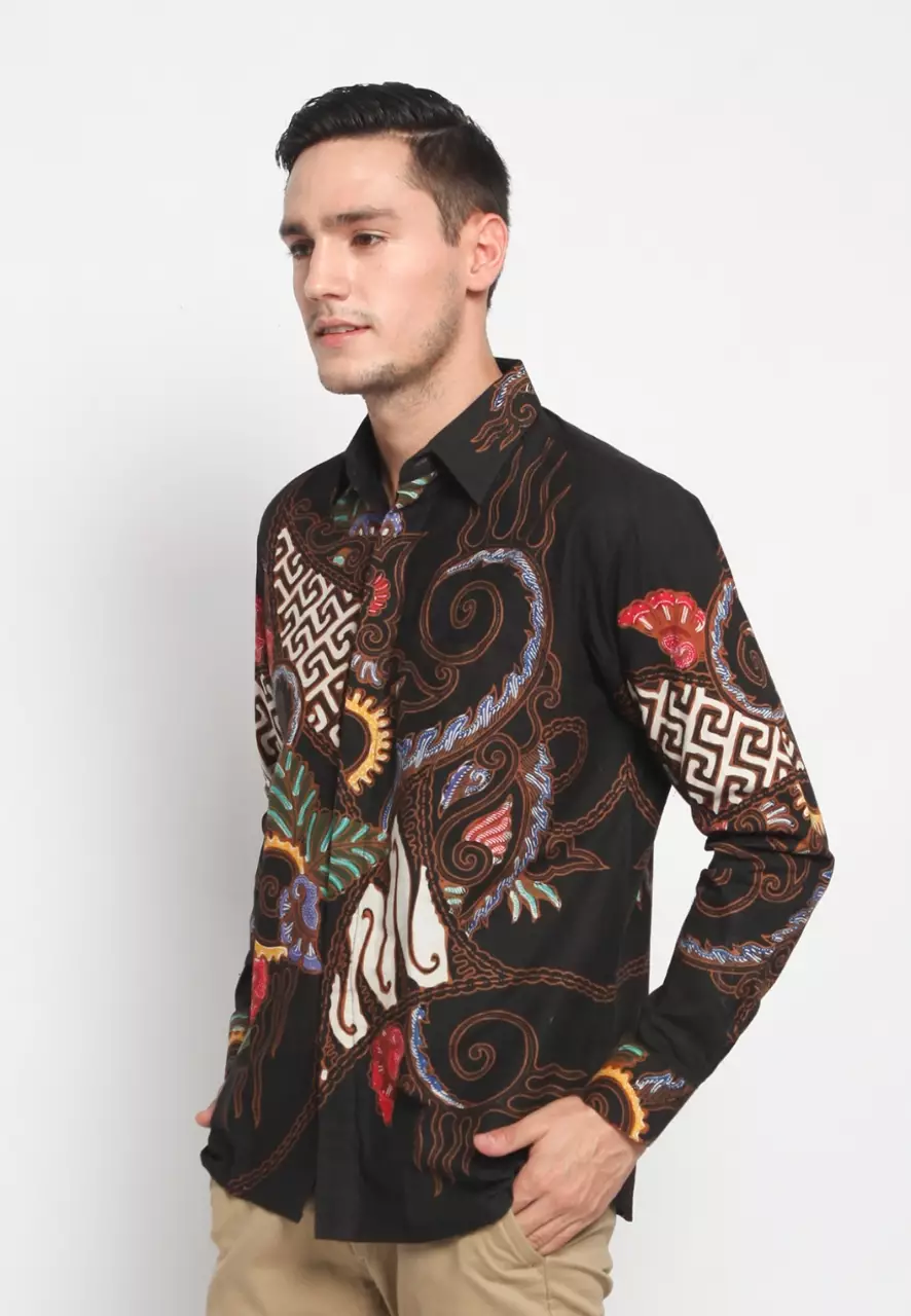 Batik Sablon Malam Prahasta Kemeja Batik Pria Premium Slimfit Modern Lengan Panjang