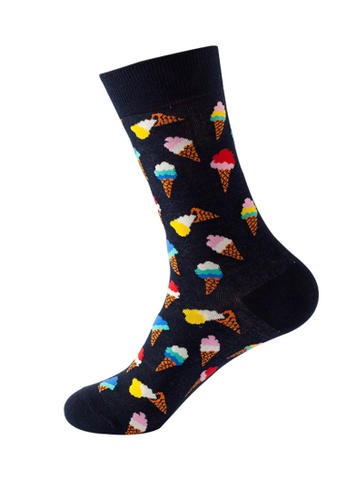 Kings Collection black Ice Cream Pattern Cozy Socks (One Size) HS202174 DD9AEAA5ECFF38GS_1