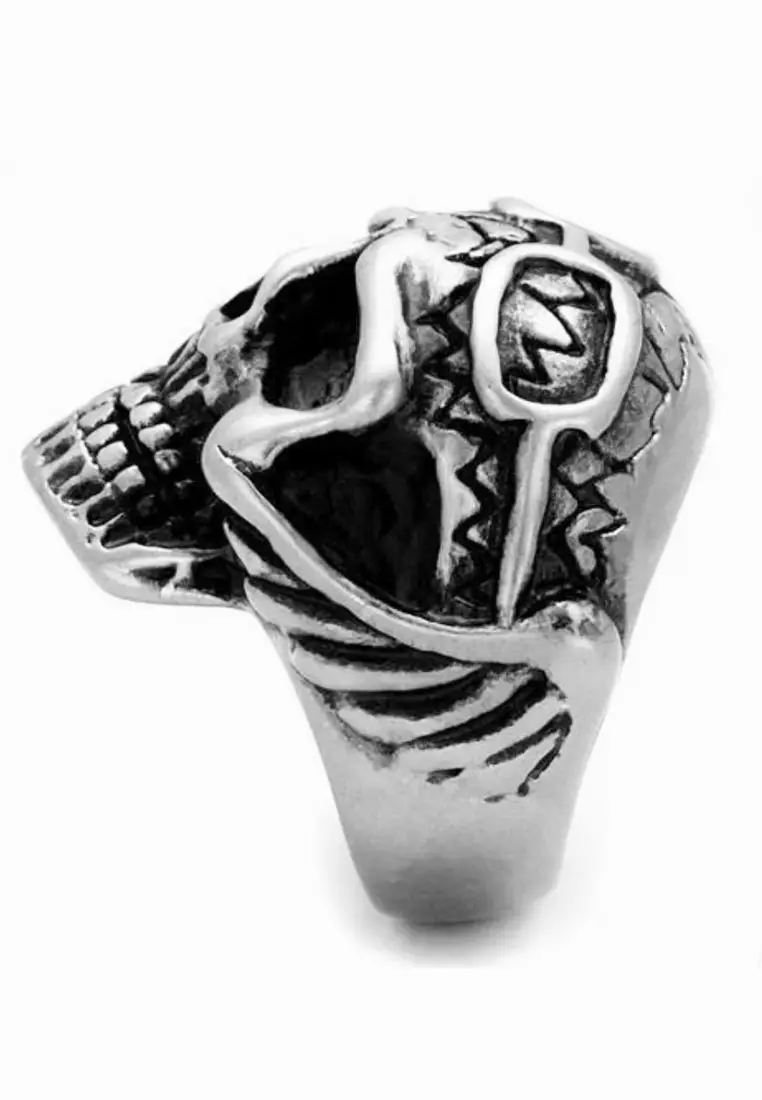 Aksesoris Cincin Pria Pilot Skull Ring Silver 