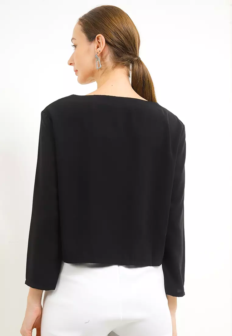 V-Neck Flowey Long Sleeve Blouse