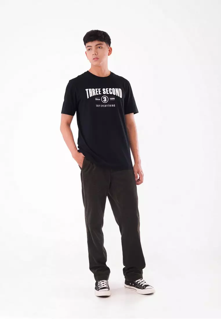 3Second Men's T-Shirt Short Sleeve Davinci Cotton Lightweight 1996 Script C390324