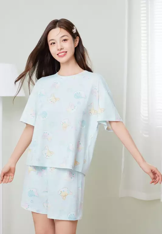 KAITH C BRUSHED JERSEY PAJAMA SET FOR WOMAN GIRL HW09687