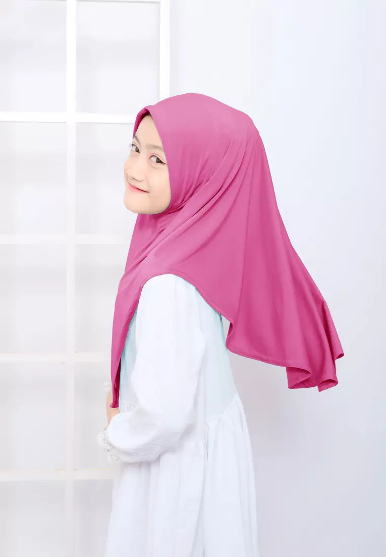 Cotton Bee - Hijab Instan Anak | Zura Tali Bergo Non Pad - Rosebud - S