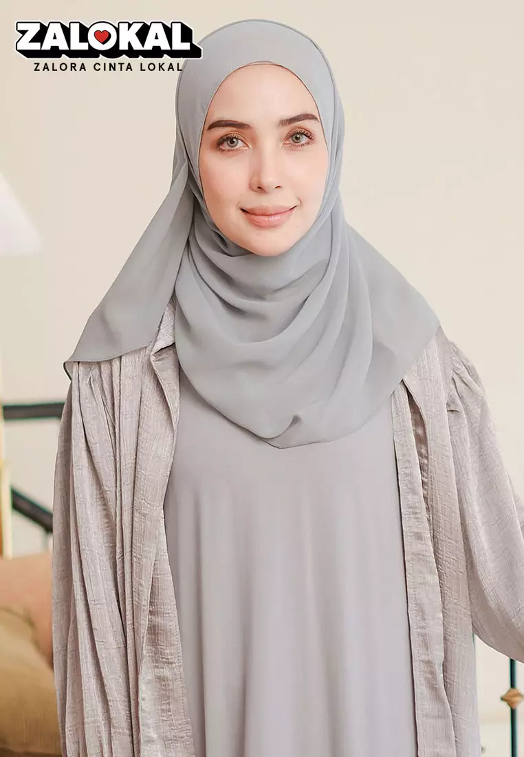 Ovel Shawl (Pashmina Oval Lozy x Hamidah) Blue Grey