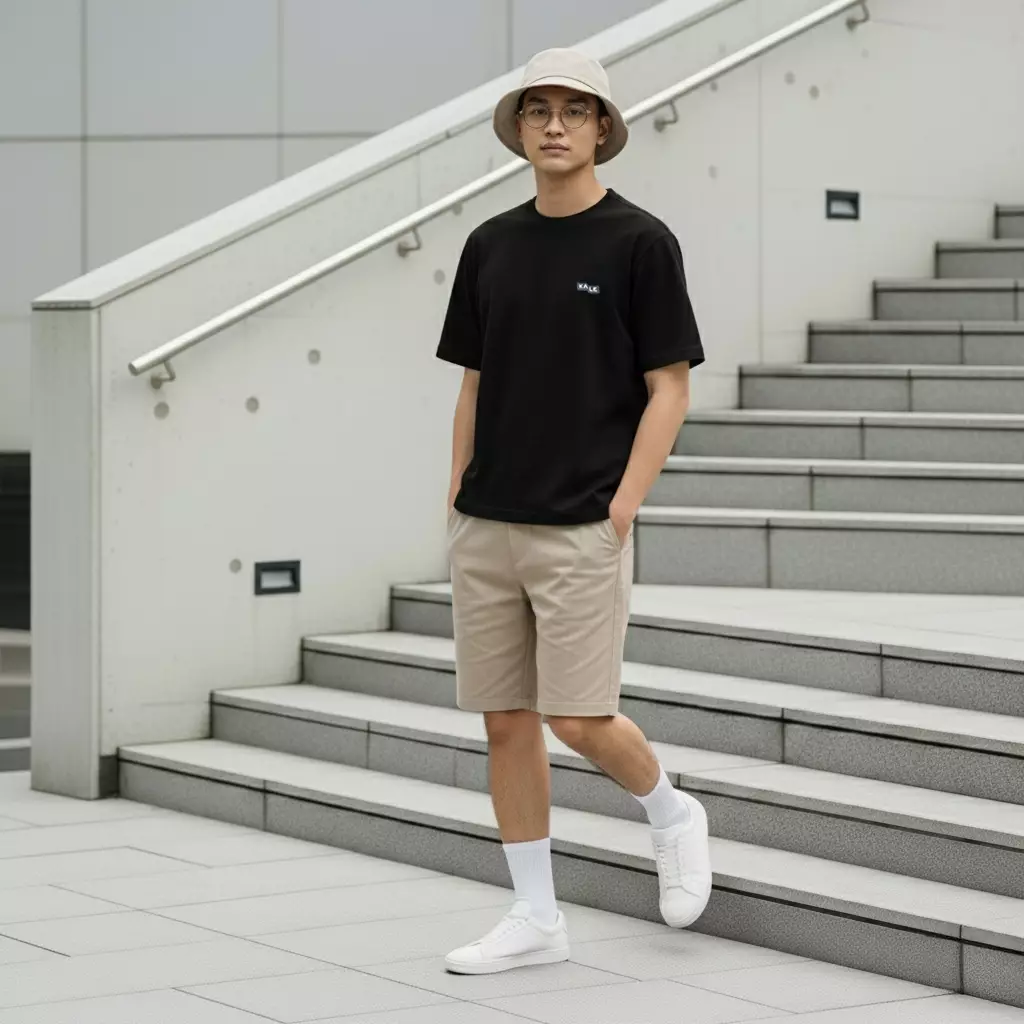 Kale PLUTO BLACK T-shirt Cotton Cloudy Boxy Fit - Kaos Korea - Atasan Kaos Pria - Kaos Basic Pria