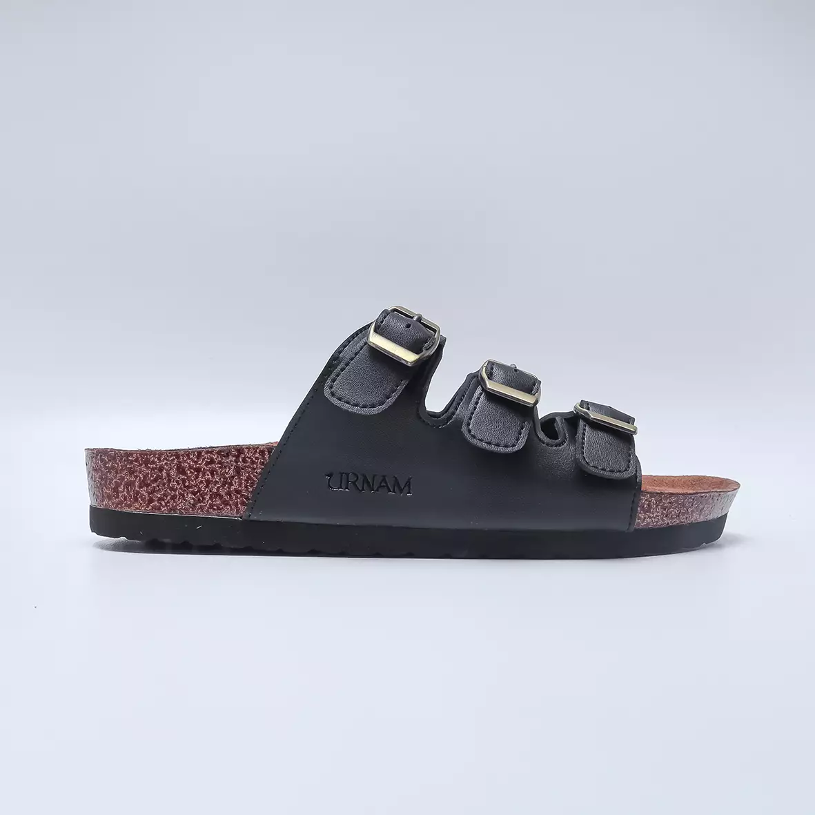 Urnam Sandal Wanita Marhadi Three Strap Comfort Footbed Casual Monday Series - Black