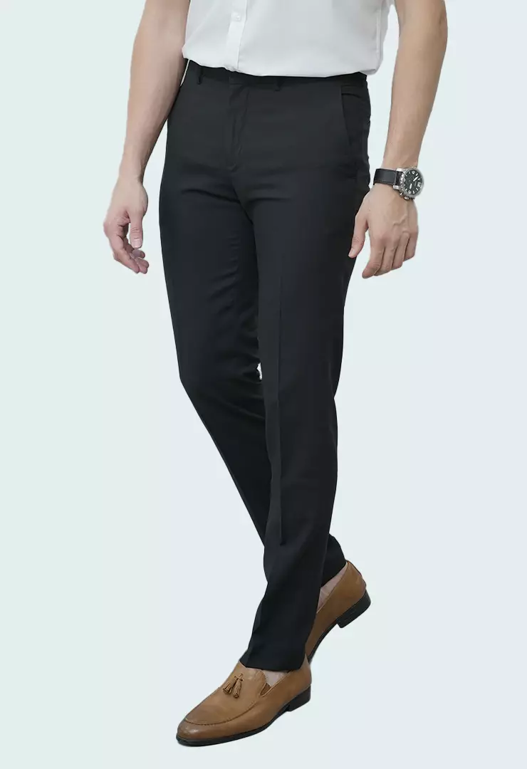 Johnwin - Celana Formal - Celana Pria - Hitam - Polyester - Slim Fit - F.1016.010.110.C