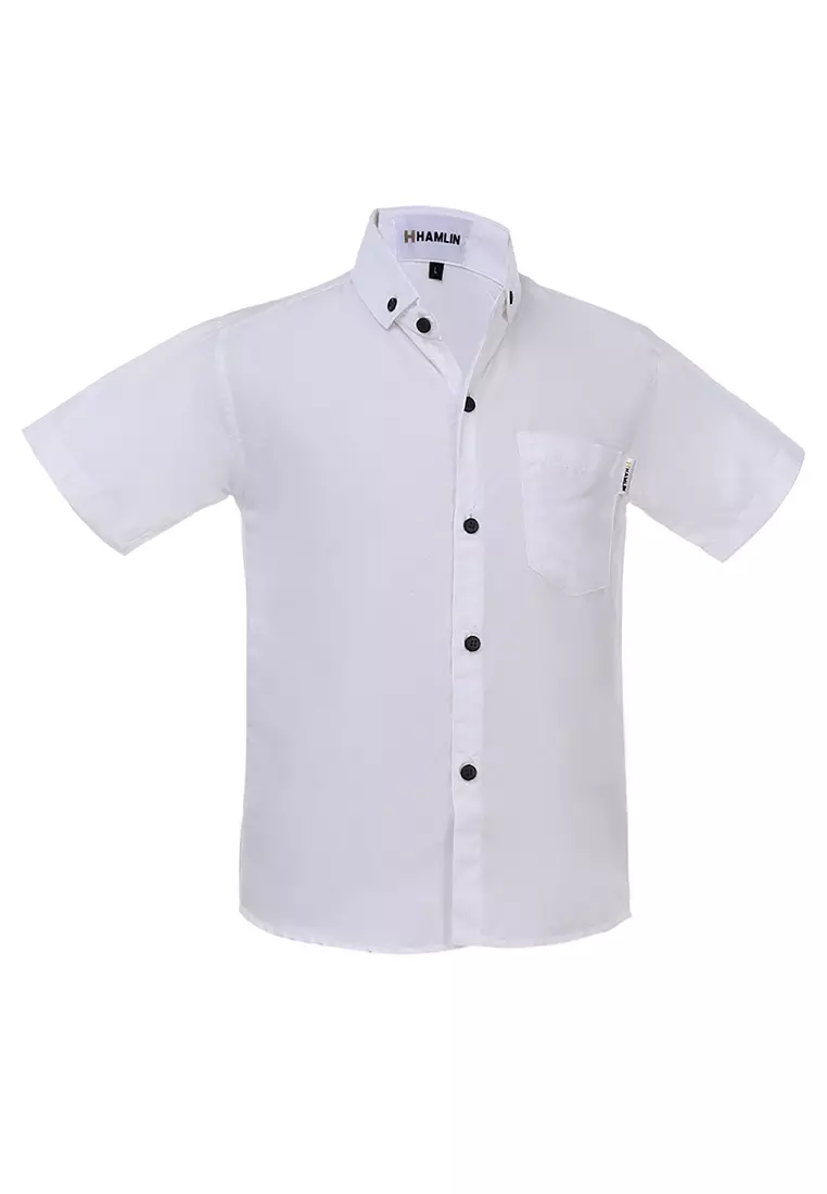 Juste Kemeja Formal Anak Laki-laki Lengan Pendek Motif Polos Kids Shirt Comportable Material Cotton ORIGINAL - White
