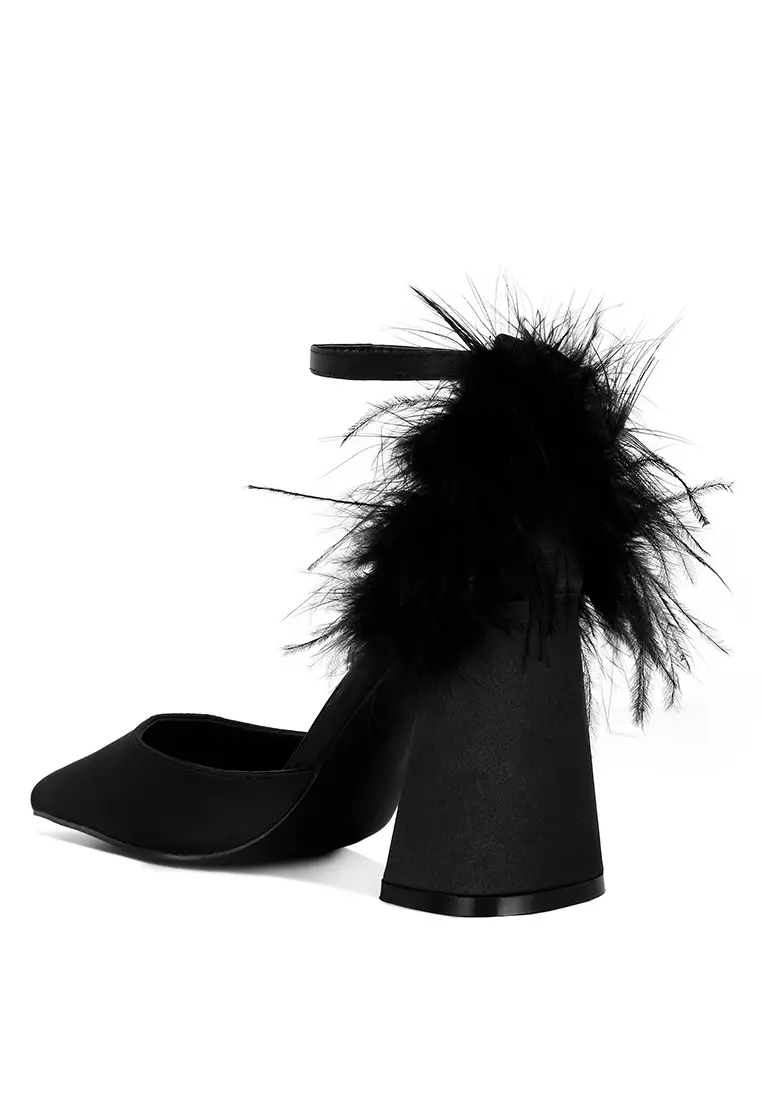 Black block heels with fur store