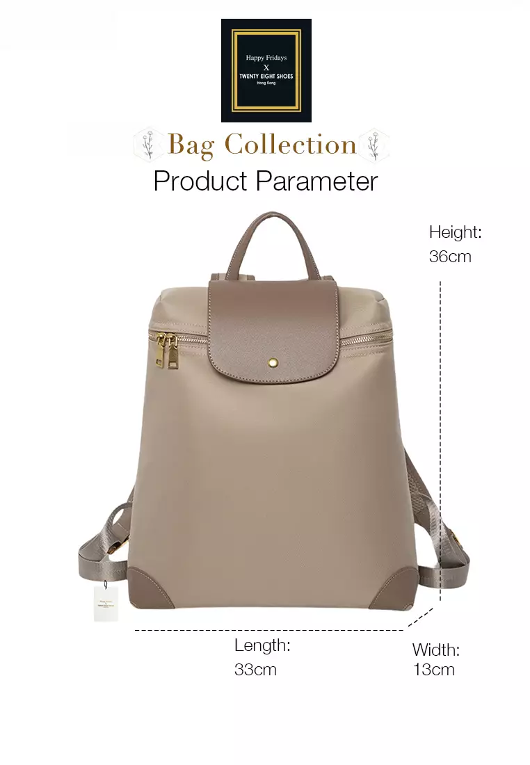Color Matching Nylon Oxford Patch Faux Leather Backpack (Large Size) JW CL-C9152