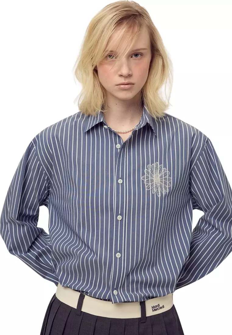 Cotton Shirt Stripe - Navy Ivory