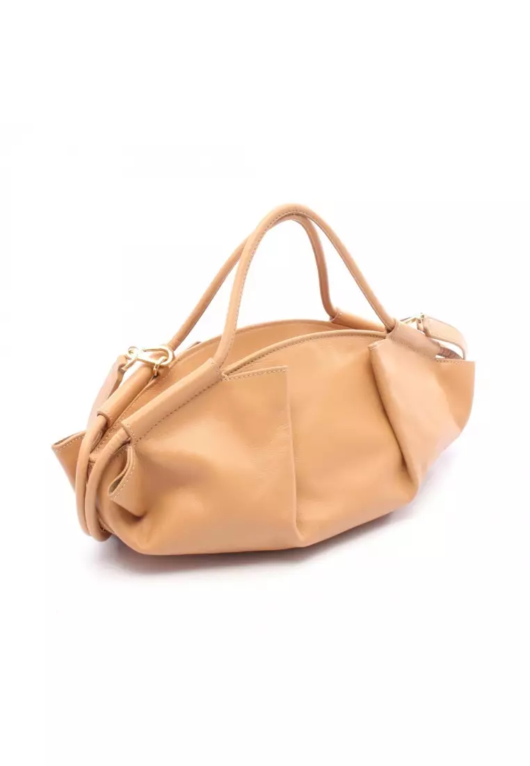 Pre-Loved LOEWE PASEO Paseo Small Handbag leather Brown 2WAY