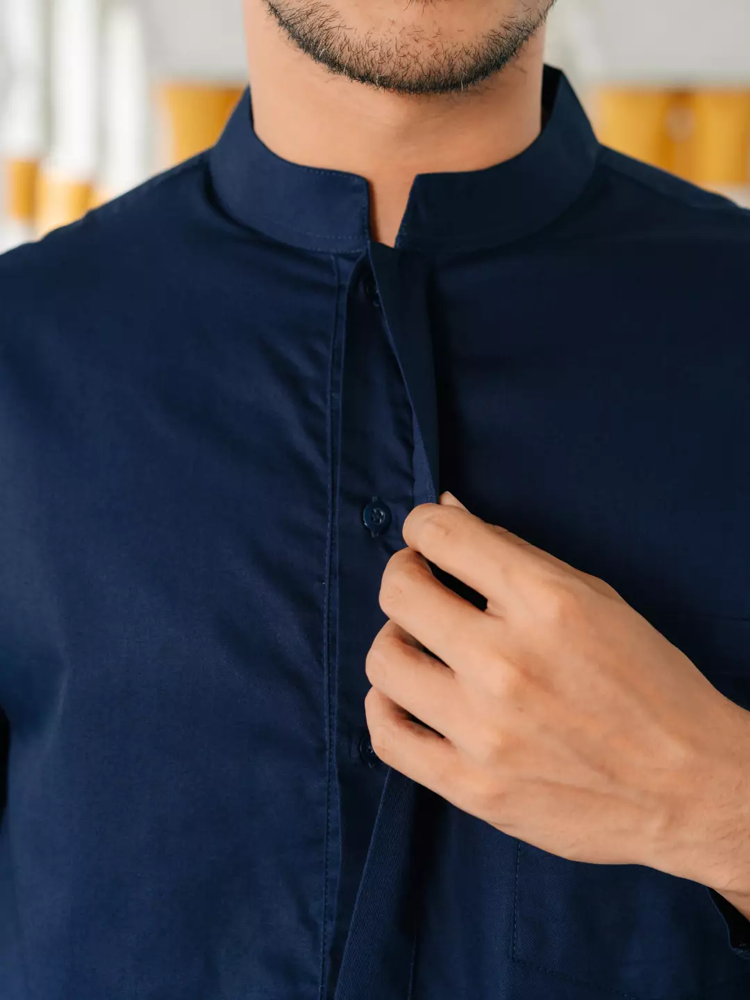 Adyatma Baju Koko Jubah Gamis Pria COTTON COMBED TWILL Navy Blue Regular Fit Baju Muslim Pria Lengan Panjang