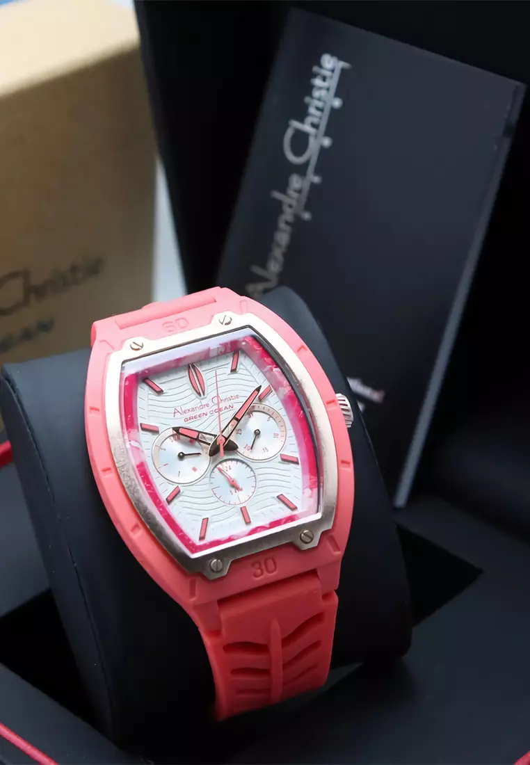 Alexandre Christie - Jam Tangan Chronograph Wanita - Red - Rubber Strap - 2971 BFRRGSLPN
