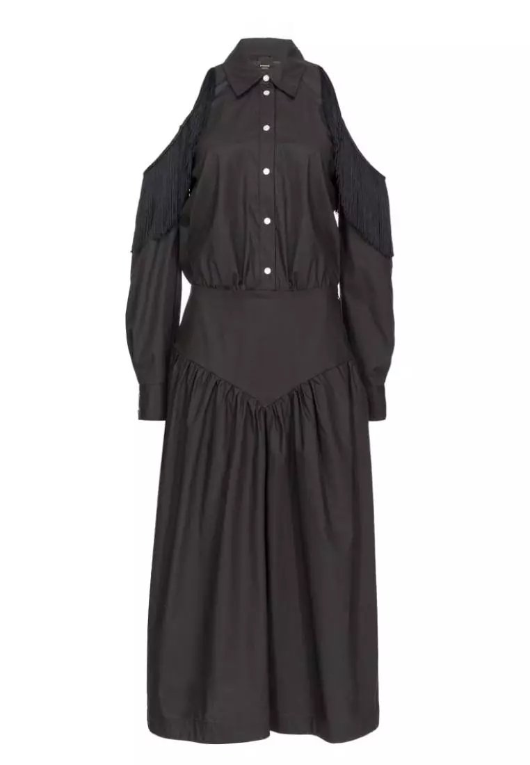 Buy Pinko Shirt dress with open shoulders and fringing 2025