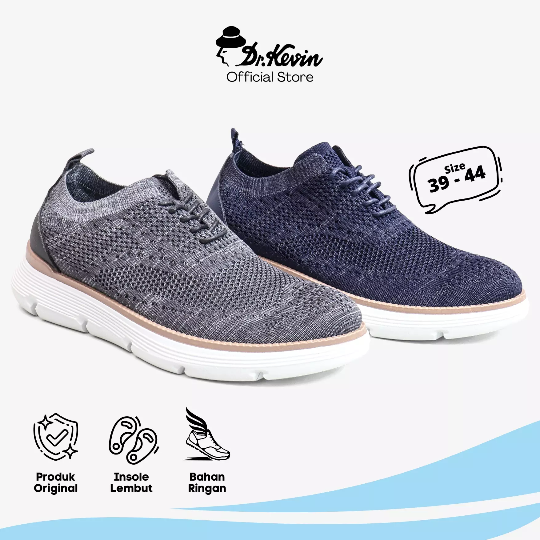 Dr. Kevin Sepatu Sport Pria Men Sneakers Sekolah Flyknit Tali 889-091
