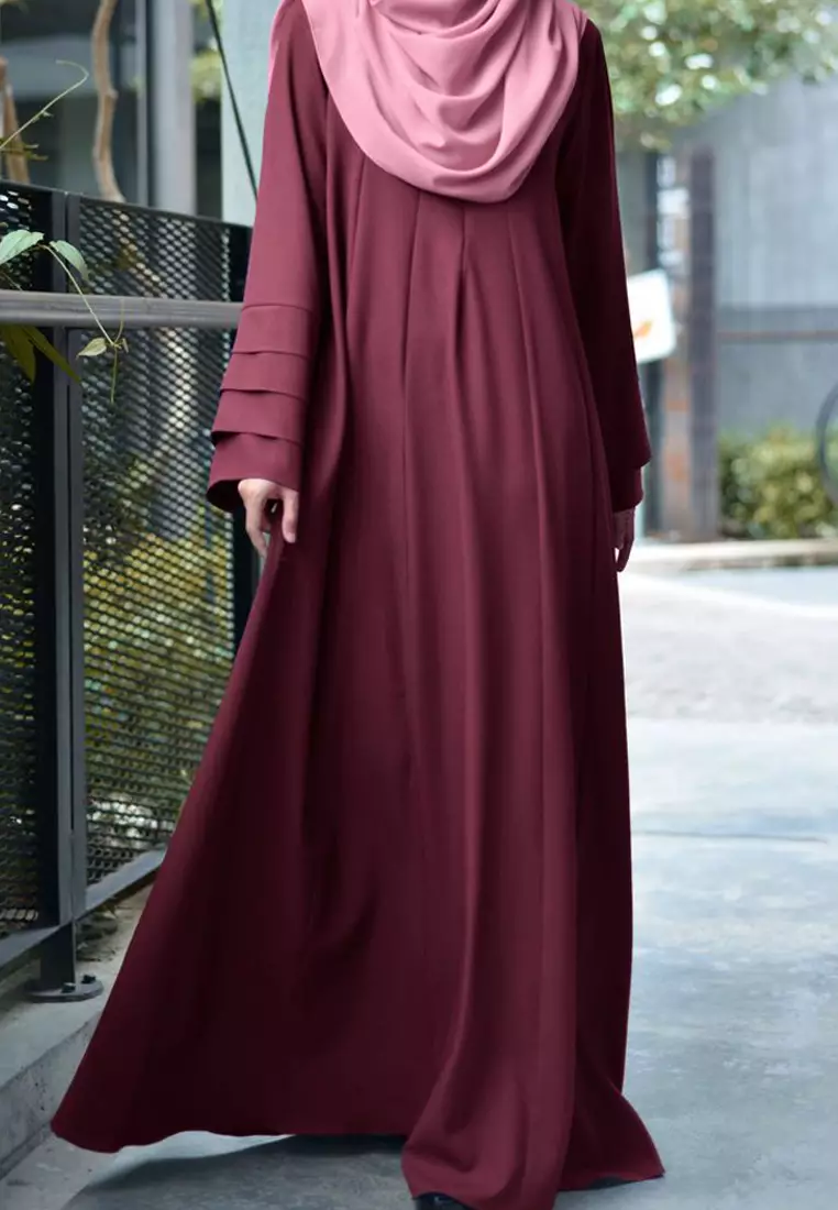 Laura Abaya Modern Layer Sleeves Loose Style in Maroon