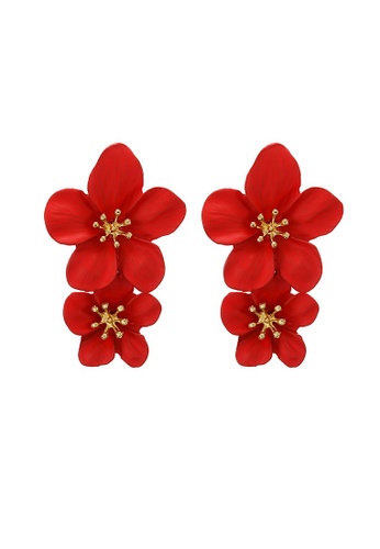 Glamorbit red and gold Floral Red Statement Earrings F6F32ACFDFDC49GS_1