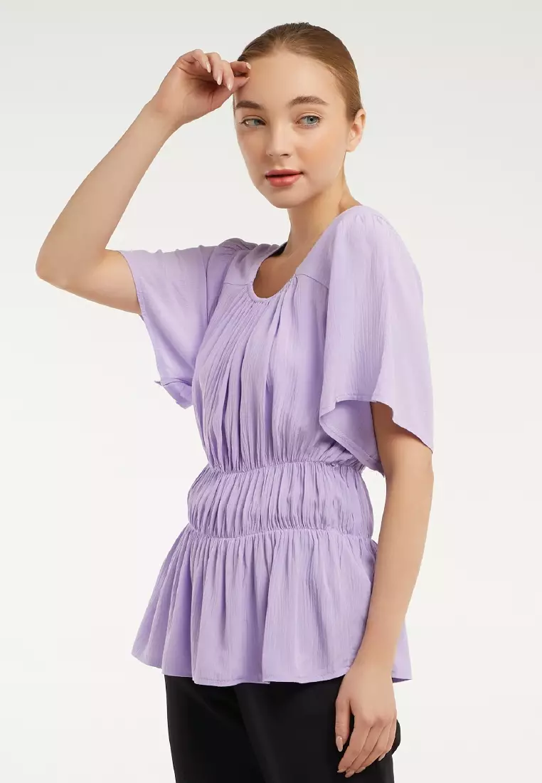 Mayonette Elois Top - Baju Atasan Wanita Terbaru Blouse Korean Style - Lilac