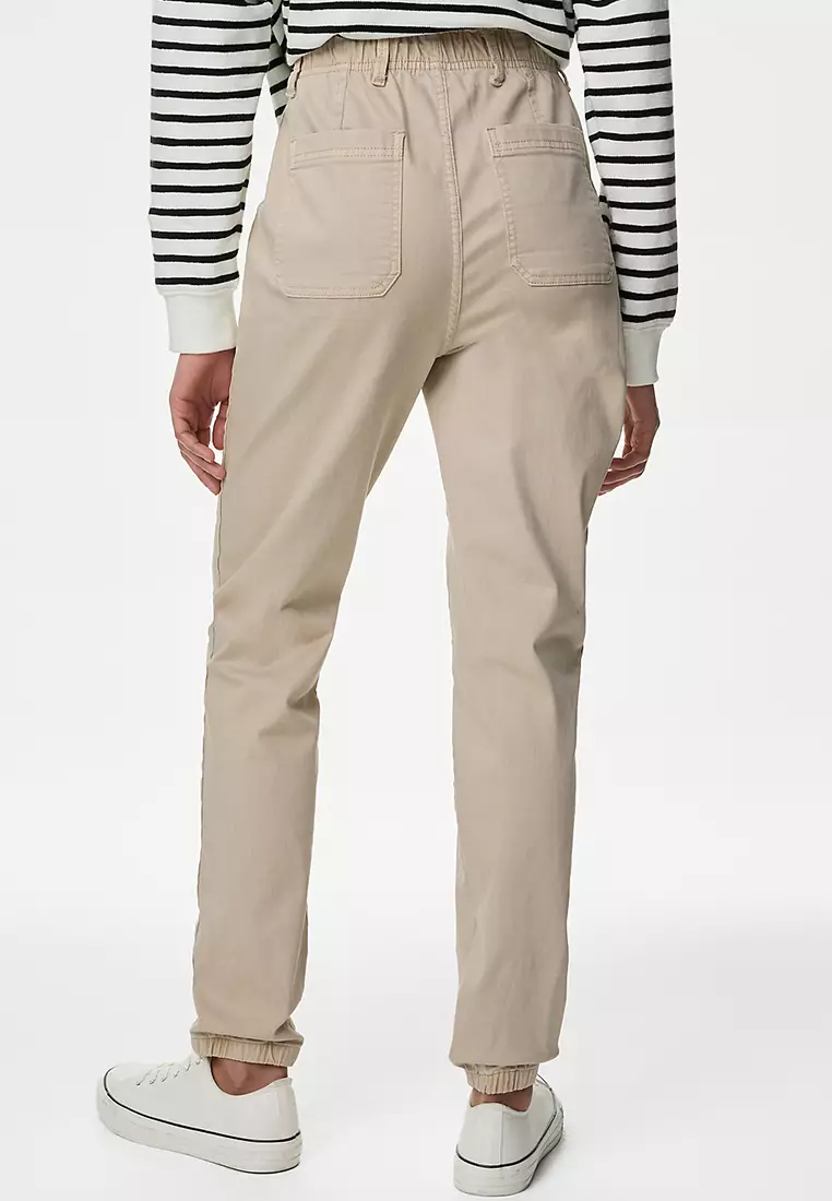 Cotton Blend Slim Fit Ankle Grazer Joggers