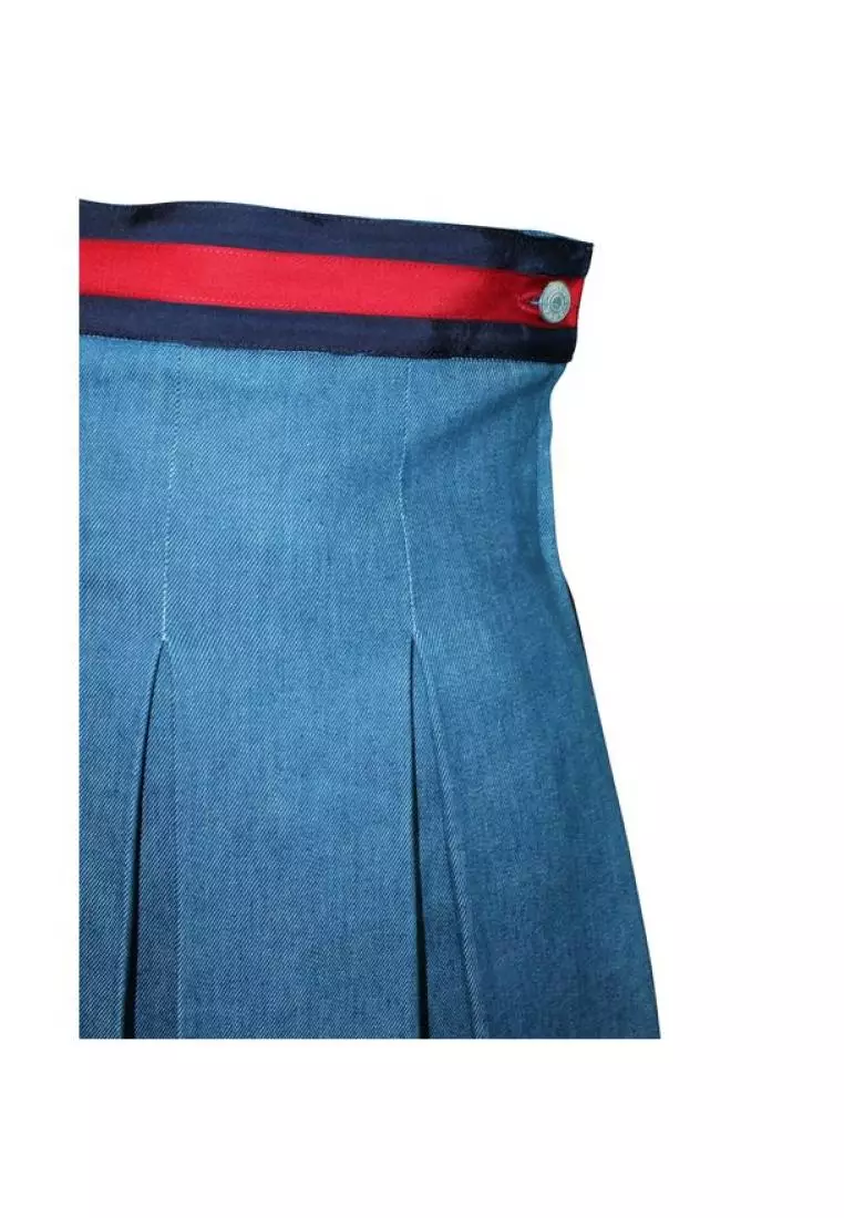 Gucci navy 2025 pleated skirt